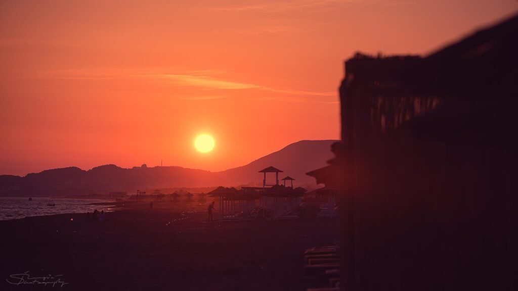 sunset on the ulcinj montenegro